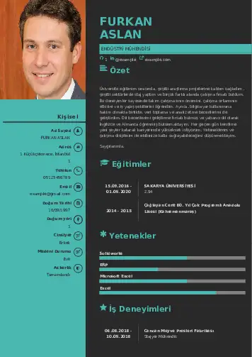 Endüstri Mühendisi CV Örnekleri cv indir